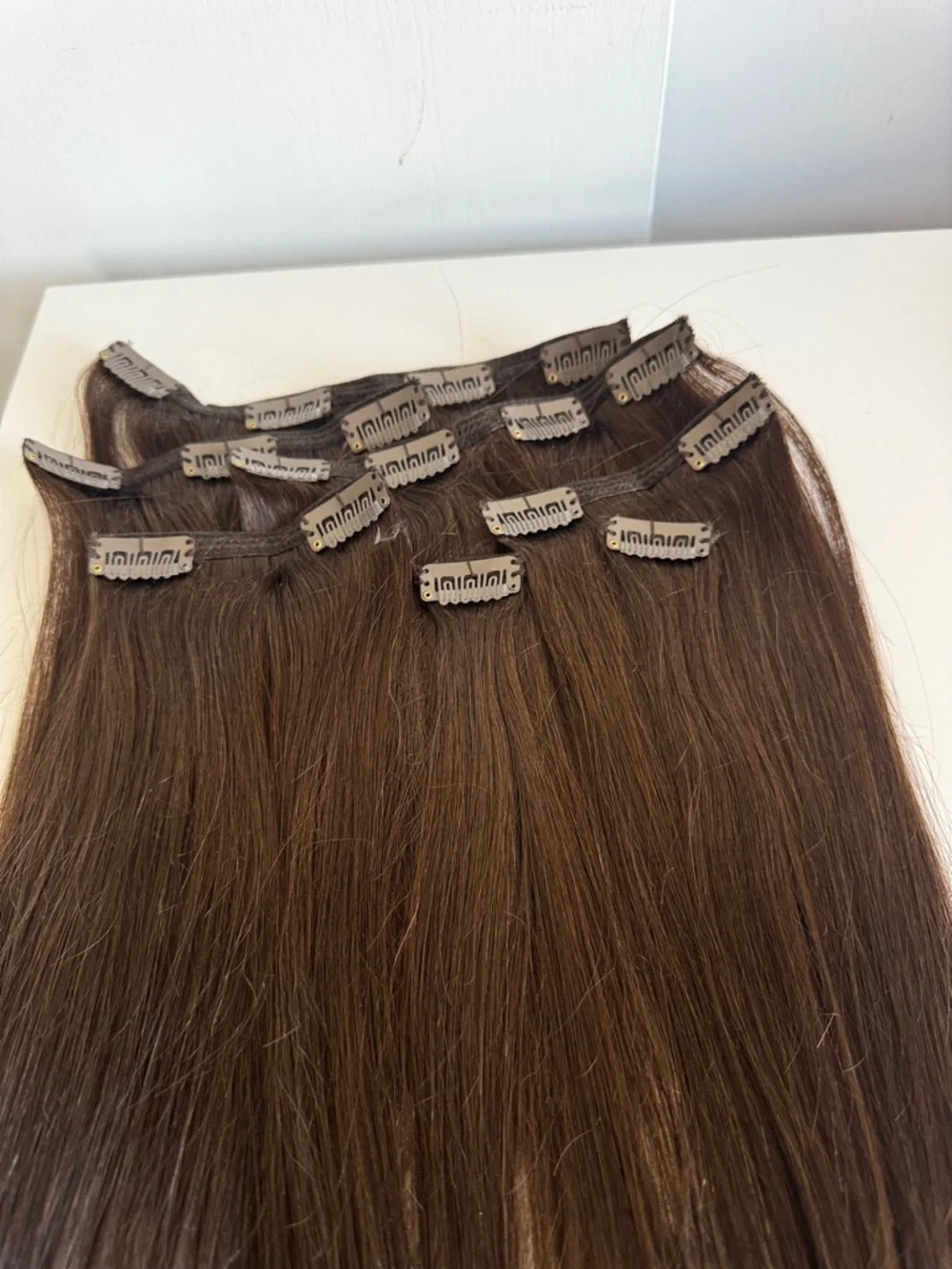 12”Brown Human Hair Clip-in Extensions 100% Human Hair